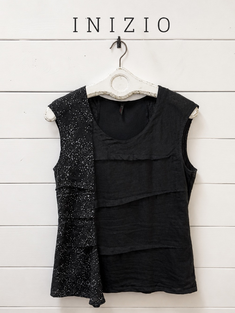 INIZIO Black Layered Sleeveless Top Size M